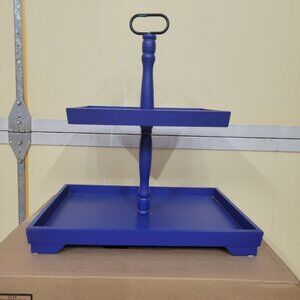 Blue Wooden Tiered Tray